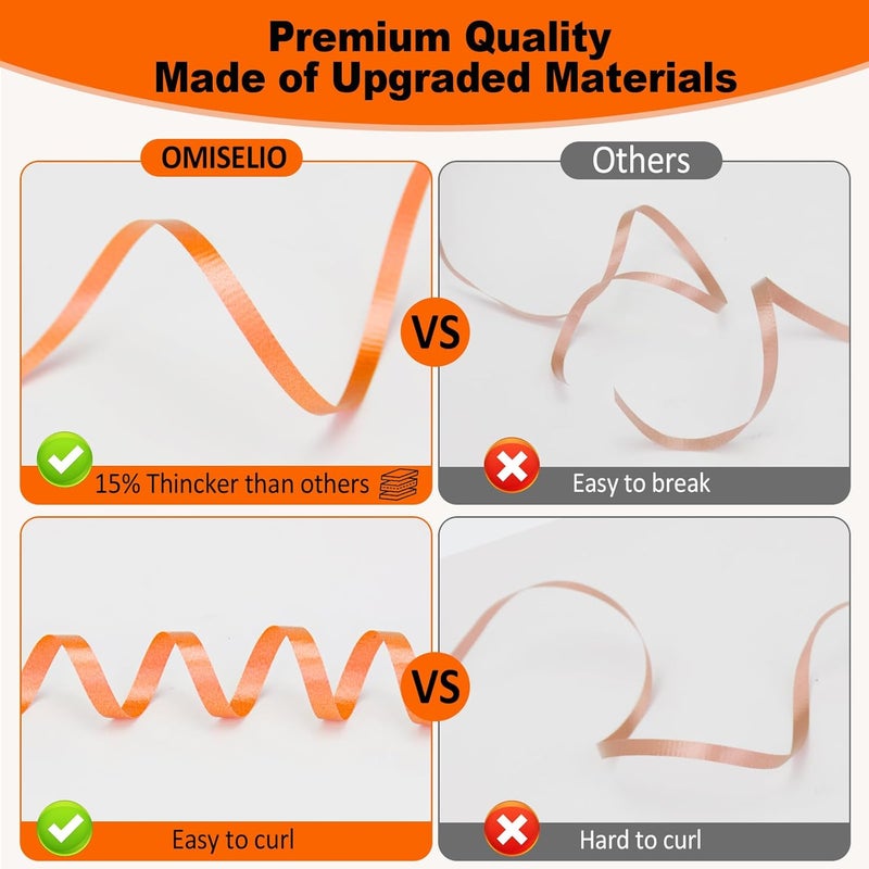 OMISELIO Orange Ribbon - 500 Yard Crimped Curly Orange Curling Ribbon for Gift Wrapping, Balloons, Halloween & Christmas - Image 4